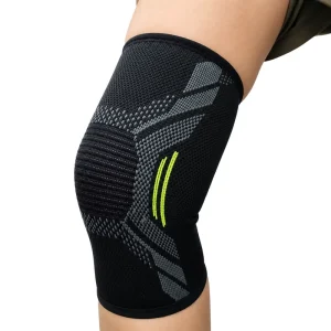 Breathable Anti Slip Silicone Knitted Elastic Compression Knee Sleeve Sports Knee Support Brace for Running Basketball Fitness