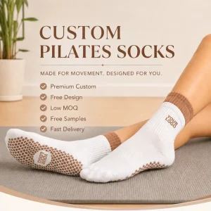Breathable Anti-Slip Yoga Pilates Crew Socks, Cotton, Mid-Calf, with Body and Cuff Design for Women
