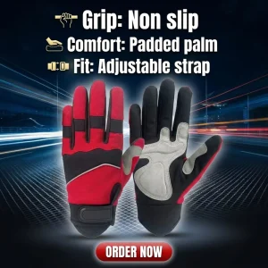 Breathable Textured Anti-Slip Knit Fabric Work Gloves with Adjustable Wrist Closure for Construction Gardening and DIY