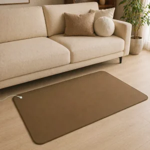 Brown PU Leather Grounding Mat, Square Rubber-Backed Conductive Earthing Pad for Desk and Floor Use
