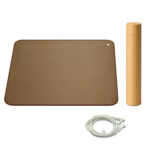 Brown PU Leather Grounding Mat Square Rubber Backed Conductive Earthing Pad for Desk or Floor Use