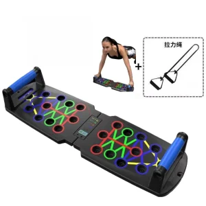 Built in Timer Push up Board with Resistance Bands for Upper Body Strength Training Home Workout Chest Arm Shoulder Gym System