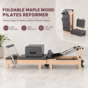 Bulk Order Ready Maple Wood Pilates Reformer Machine with EVA Sponge Padding for Commercial Studios and Homes
