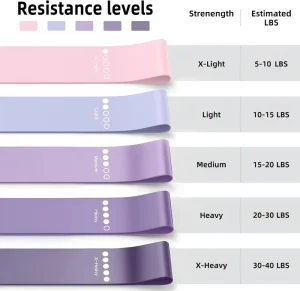 CE Certified Heavy Natural Latex Resistance Bands Set of 5 for Yoga Pilates Glute Booty Stretch Exercise Loop Mini Bands