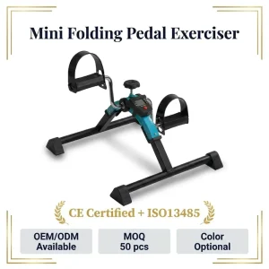 CE Mini Folding Pedal Exerciser with LCD and Adjustable Resistance for Rehabilitation