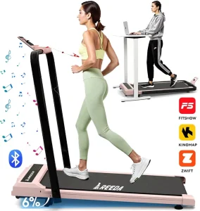 CE ROSH Electric 2 Level Incline Desk Pink Treadmill Compact Walking Pad Foldable 2.5HP Motor Small Space Portable