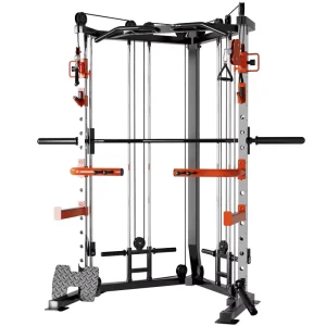 Cable Crossover Smith Machine with Dual Pulley Strength Training Station