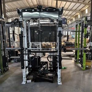 Cable Crossover Smith Power Rack with Lat Pulldown, Low Row, and Squat Rack