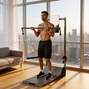 Cable Functional Trainer with Bench and Touchscreen for Home Smart Resistance Training