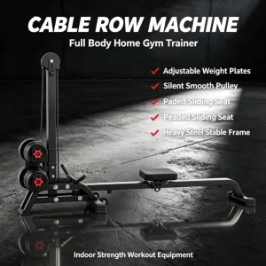 Cable Row Machine with Adjustable Weight Plates Heavy Duty PVC Frame Foldable