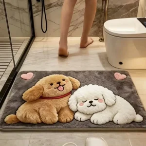Cartoon Diatom Mud Square Floor Mat, Absorbent Quick-Drying Stain-Resistant Bathroom Rug