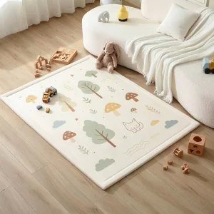 Cartoon Printed Coral Velvet Foam Baby Play Mat, 3cm Thick
