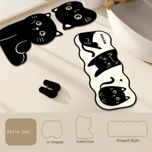 Cartoon Puppy Diatomaceous Earth Mat Combo Quick-Dry Anti-Slip Bathroom Entry Toilet