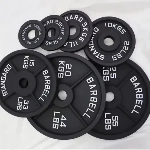 Cast Iron Barbell Plates, 2.5-45 lb, Black, Customizable Logo OEM
