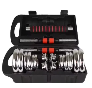 Cast Iron Chromed 15KG Barbell Adjustable Dumbbell Set Custom Logo Fitness Training Gym