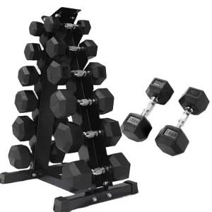 Cast Iron Dumbbell Set with Hex Rubber Coating for Home Exercise