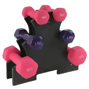 Cast Iron Dumbbell Set with Three-Layer Storage Rack 7 kg 6 Dumbbells Unisex Fitness Equipment