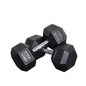 Cast Iron Hex Rubber-Coated Dumbbell with Multiple Weight Options