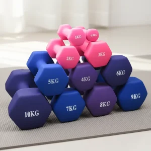 Cast Iron Neoprene-Coated Dumbbell Set, 1-10 kg, for Gym Fitness