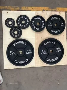 Cast Iron Rubber-Coated Weight Plates Set Heavy-Duty Gym Discs for Home Strength Training