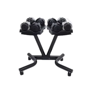 Cast-Iron V-Shaped Mobile Adjustable Dumbbell and Barbell Storage Rack