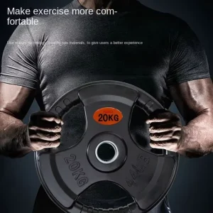 Cast Iron Weightlifting Plates, Rubber-Coated, Three-Hole Design