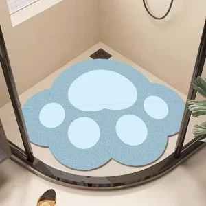 Cat Paw-Shaped PVC Coil Bath Mat Hollow Drainage Anti-Slip Bathroom Shower Room