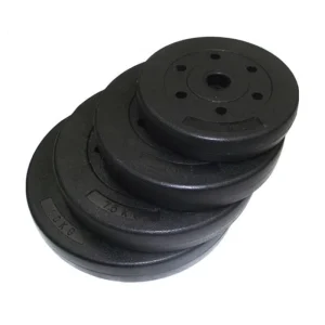 Cement Weight Plates, Black Vinyl-Coated, Six-Hole, for Barbells and Dumbbells