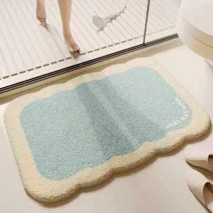 Chenille Anti-Shedding Machine-Washable Bath Mat with Cute Llama Design