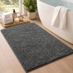 Chenille Bath Rug Mat Soft Absorbent Quick-Dry Microfiber Rubber Backing