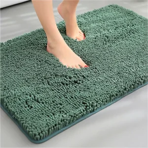 Chenille Bathroom Floor Mat, Absorbent Non-Slip Entrance and Shower Door Mat, Machine-Washable