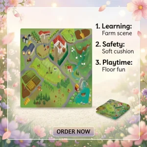 Children’s Chessboard Rectangle Floor Mat, Crystal Fleece, Anti-Slip Rubber Backing, Machine Washable