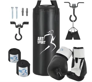 Children’s Hanging Boxing Sandbag Set, 25 x 60cm, PU, Boxing Gloves and Straps