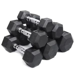 China Professional Gym Basic Equipment Rubber-Coated Hex Dumbbells