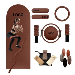 Chocolate Brown Pilates Kit Custom Color Adjustable Ankle Wrist Weights Home Gym Fitness Yoga Power Ring Set Long Dumbbell Beam