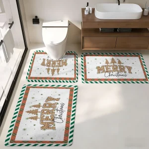 Christmas Printing Non-slip PVC Foam Mats Stain-resistant Anti-fatigue for Bathroom Use