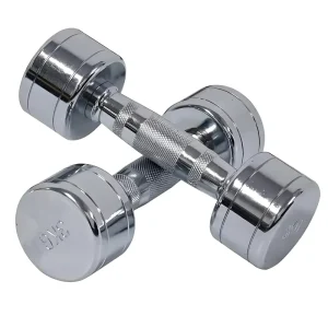 Chrome-Plated Steel Dumbbell 3kg 5kg 10kg Fixed Round Head for Home Gym Strength Training