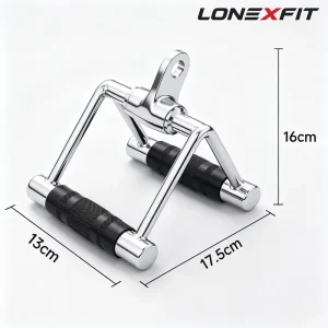 Chrome Steel Adjustable Double D-Row Handle V-Bar Lat Pulldown Attachment with Knurled Grip