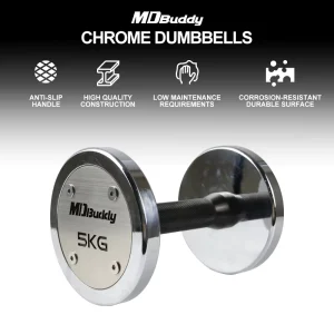 Chrome Straight Steel Dumbbell Set 2.5-50 kg for Gym and Home Use