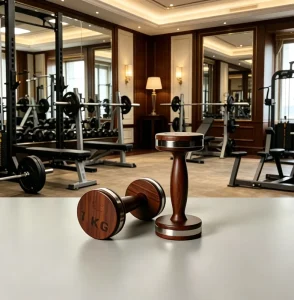Circular Stainless Steel Mini Dumbbell Inlaid Natural Walnut Wood Hand Weights for Home and Office