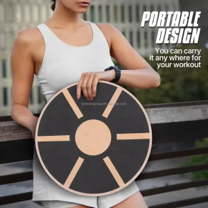 Circular Wooden Balance Board for Core Training, Wobble and Stretching
