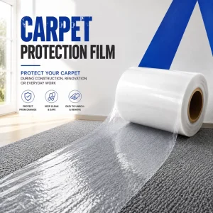 Clear PE Soft Floor Protection Film for Carpet with Plain Glossy Surface High Transparency Easy Application 300m Length