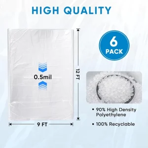 Clear Soft Polyethylene Drop Cloth 9 X 12 Ft 1 Mil Blow Molding Sheeting Painting Floor Furniture Cover Waterproof Dust