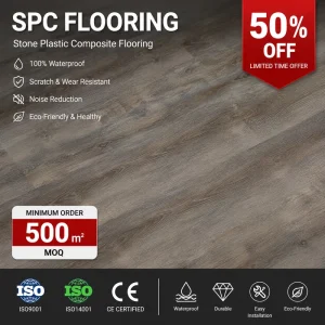 Click Lock Flooring Anti Skid Fireproof 7mm 8mm 10mm SPC Flooring for Residential