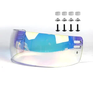 Coated Blue Adult Unisex Anti-Scratch Electroplated Anti-Glare PC Ice Hockey Visor Goggles