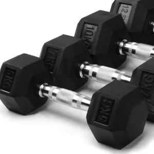 Coated Commercial Hex Adjustable Dumbbell Set for Strength Training and Weightlifting, Home/Gym