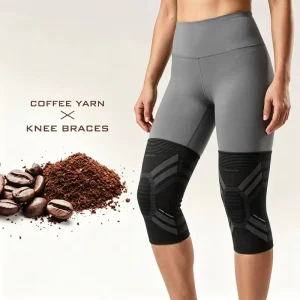 Coffee Yarn Knee Braces High-Compression Recycled Fabric Joint Support for Running Basketball Recovery