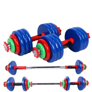 Colored PVC Dumbbells and Hand Bells, Solid Adjustable Barbell Set with Box