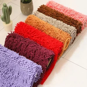 Colorful Chenille Tufted Anti-Slip Water-Absorbent Bath Rug Quick-Dry Machine-Washable Custom-Size for Home & Hotel