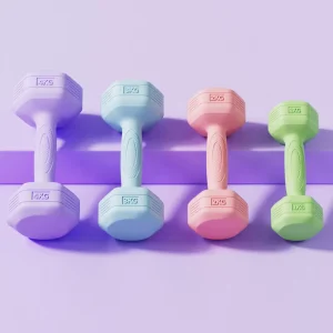 Colorful Hex Cement Dumbbell Set with Comfortable Grip for Home Gym Fitness